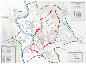 Carte de la Rome antique montrant la localisation de Porte Caelimontane.