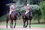 Drottning Elizabeth II tillsammans med Ronald Reagan, år 1982.