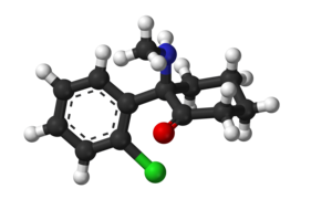 (R)-ketamin, top-çubuk modeli.