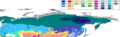 แผนที่แสดงการแบ่งเขตภูมิอากาศแบบเคิพเพินในประเทศรัสเซีย