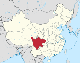 Zemljevid prikazuje lokacijo province Sečuan