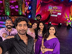 Thiruveer with Pareshan Movie Team in Sridevi Drama Company ETV Show.jpg