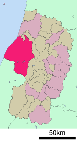 Lokasi Tsuruoka di Prefektur Yamagata