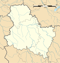 Mapa konturowa Yonne, blisko centrum na lewo znajduje się punkt z opisem „Senan”