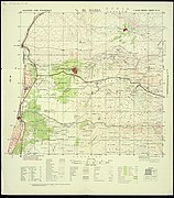 קטע מסילה בין נהריה לראש הנקרה, הכולל "התחנה התפעולית א-זיב" ושדה תעופה הבריטי על המפה משנת 1948