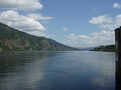 The Yenisei River as seen from the Divnogorsk town pier