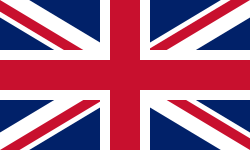 The Union Flag: a red cross over combined red and white saltires, all with white borders, over a dark blue background.