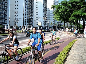 Bicycle path in Santos, Brazil