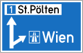 14a: Direction sign for an upcoming junction to a Motorway or Motorroad