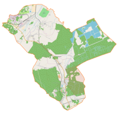 Mapa konturowa gminy Nowa Dęba, w centrum znajduje się punkt z opisem „Alfredówka”