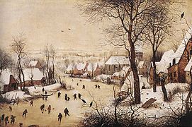 Paisaje con patinadores y trampa para pájaros, de Pieter Brueghel el Viejo.
