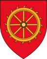 The college shield of St. Catharine's College, Cambridge, depicting a breaking wheel