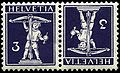 En los sellos suizos aparece "Helvetia" para indicar que son de Suiza.
