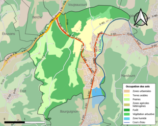 Carte en couleurs présentant l'occupation des sols.