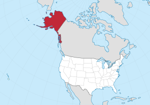 Zemljevid Združenih držav z označeno državo Aljaska