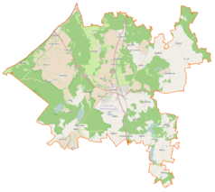 Mapa konturowa gminy Chojna, po prawej nieco na dole znajduje się punkt z opisem „Brwice”