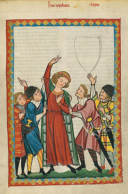 Нейдхарт фон Ройенталь. Миниатюра из Манесского кодекса (XIV в.)