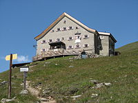 Hochjochhospiz, byggt 1927, Ötztalalperna, Österrike