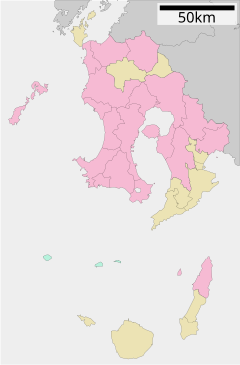 国分駐屯地所在地の位置（鹿児島県内）