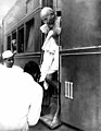 at railway station, early 1940's