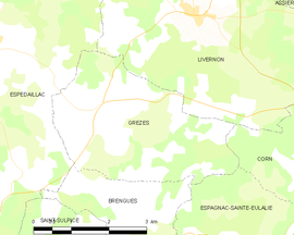 Mapa obce Grèzes