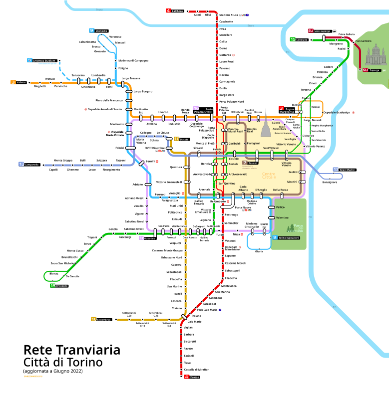 Attuale mappa della rete tranviaria