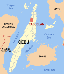 Mapa ning Cebu ampong Tabuelan ilage