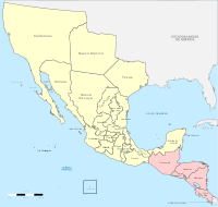 Die deelstate van Meksiko in 1821