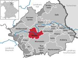 Läget för Röslau i Landkreis Wunsiedel im Fichtelgebirge