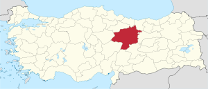 Location of Sivas Province in Turkey