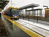 Stadium Village station in the snow.