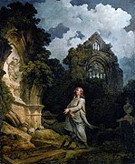 Visitor to a moonlit churchyard karya Philip James de Loutherbourg