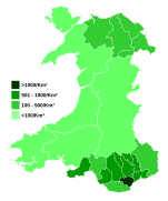 Counties population density map