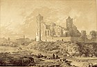 19th-century view of the castle ruins