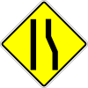 Carriageway way narrows on the right