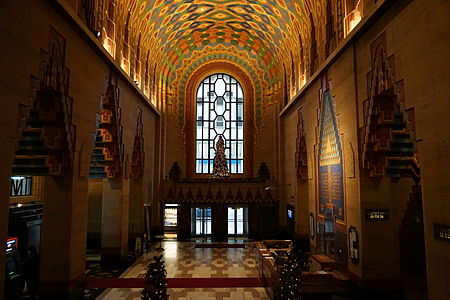 A Guardian Building előcsarnoka Detroit Wirt Rowland tervezése (1929)