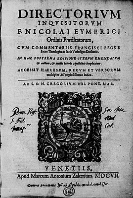 Титульный лист венецианского издания Directorium inquisitorum 1607 года