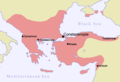 Map of Byzantine Empire under Manuel Comnenus c.1180, during the Crusades.
