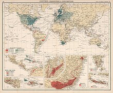 Мировая карта выращивания и потребления кофе, 1907 г.