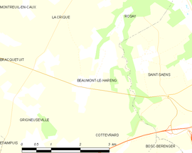 Mapa obce Beaumont-le-Hareng