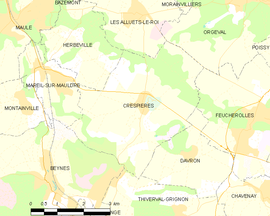 Mapa obce Crespières