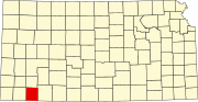 Map of Kansas highlighting Seward County