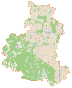 Mapa konturowa powiatu starogardzkiego, u góry po prawej znajduje się punkt z opisem „Godziszewo”