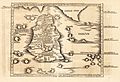 Ptolemaiosz világtérképének ábrázolása Srí Lankáról Taprobana ógörög néven. 1-2. század, kiadva 1535-ben.