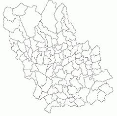 Mapa konturowa okręgu Prahova, u góry po lewej znajduje się punkt z opisem „Kasyno Sinaia”