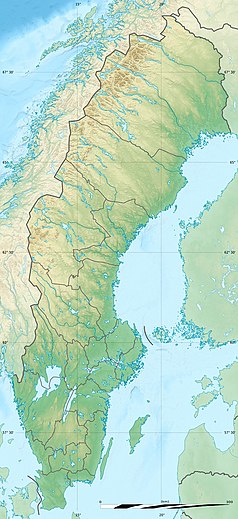 Mapa konturowa Szwecji, na dole znajduje się punkt z opisem „Adelsö”