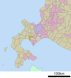 Lokasi Tōyako di Hokkaido (Subprefektur Iburi)