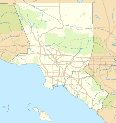 Mapa konturowa metropolii Los Angeles, w centrum znajduje się punkt z opisem „Kia Forum”