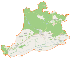 Mapa konturowa gminy Witnica, na dole znajduje się punkt z opisem „Kłopotowo”