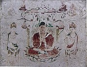 Le paradis d'Amitābha. Peintures murales du Hōryū-ji, VIIe siècle.